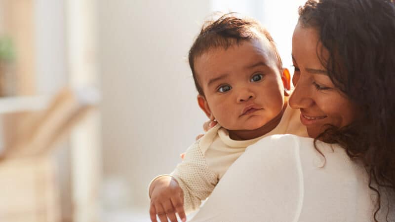 Mother holding baby