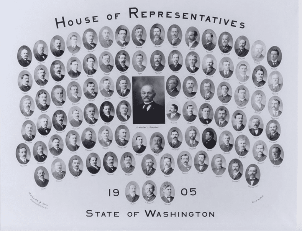 Class photo collage of portrait style photos of the 1905 House of Representatives members.